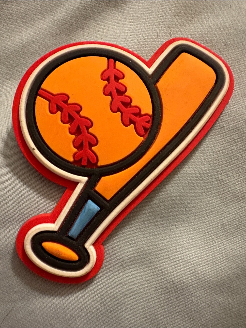 Baseball & Bat bogg bag Charm - Orange Red
